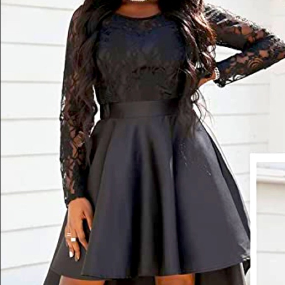 Black Lace Hi Low Dress